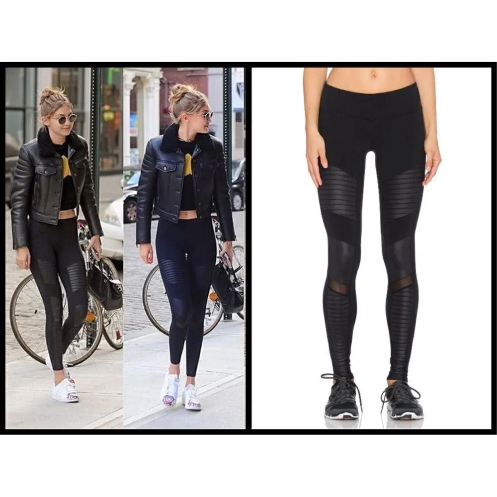 💕ALO YOGA💕 Moto Legging ~ Black Glossy XS